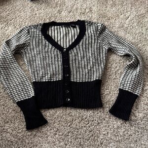 Vintage Moda International Black and Cream Cardigan
